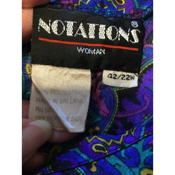 Vintage Womens Blouse Size 22W Multicolor Paisley Print Gold Button Accents Fair - Picture 4 of 7